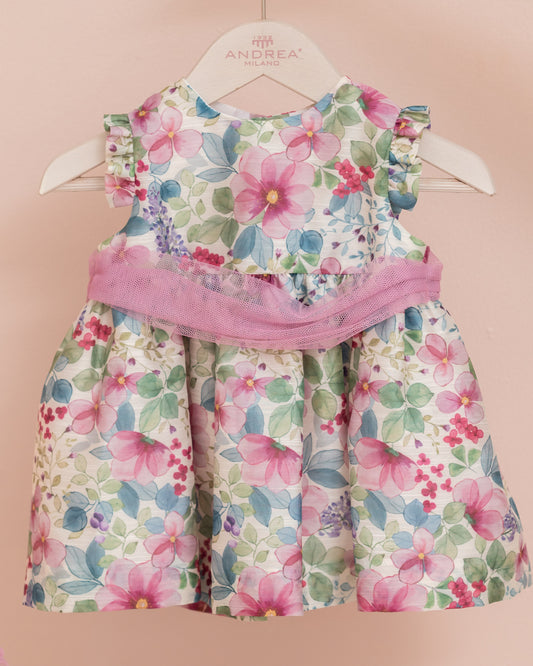 VESTIDO ESTAMPADO FLORES CON GORRO