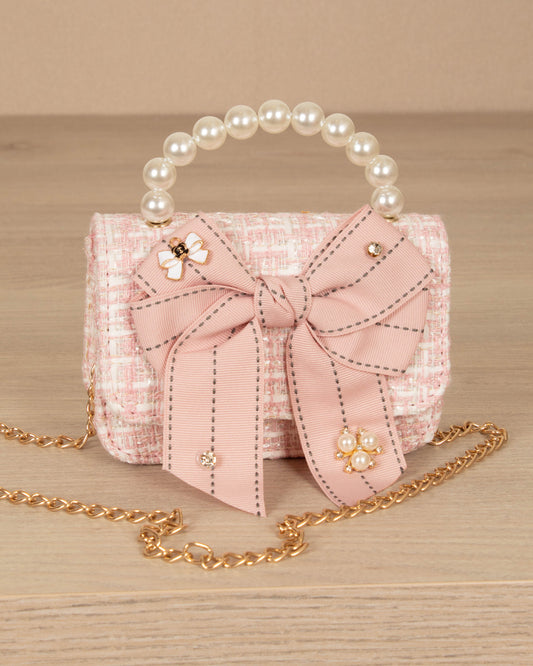 BOLSO FIBRAS LAZO CON ASA DE PERLAS