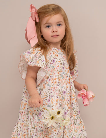 VESTIDO TALLE ALTO ARANDELAS HOMBROS Y LAZO FRONTAL
