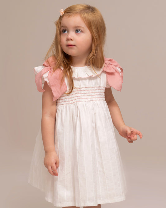 VESTIDO TIPO TALEGO ARANDELA CUELLO Y LAZOS HOMBROS