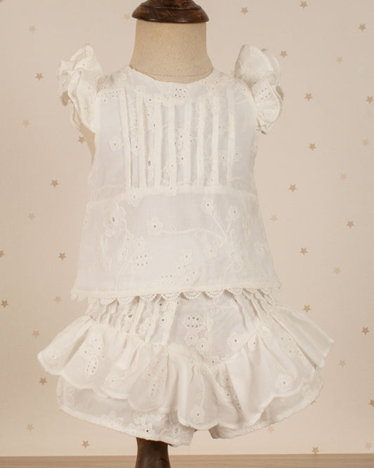 CONJUNTO PAZ BLUSA Y SHORT BORDADO RISA
