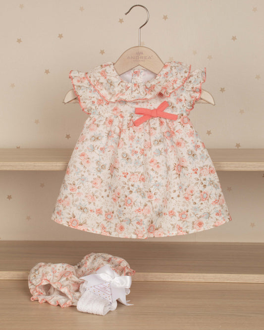 VESTIDO JESUSITO MILAN ARANDELA CUELLO Y LAZO CON RANITA