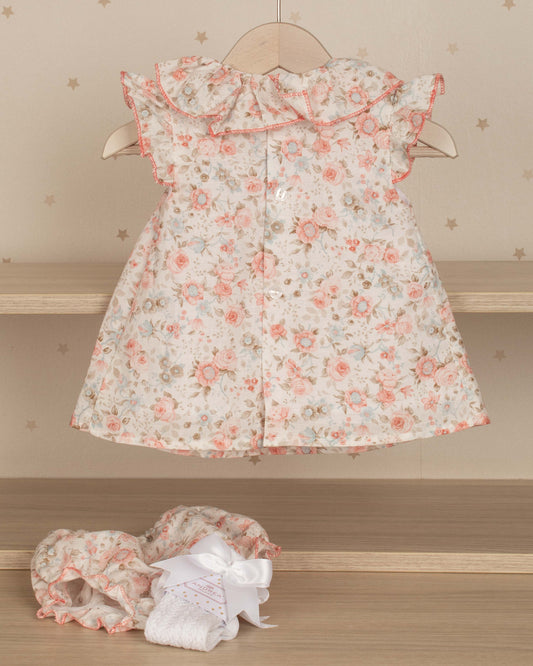 VESTIDO JESUSITO MILAN ARANDELA CUELLO Y LAZO CON RANITA