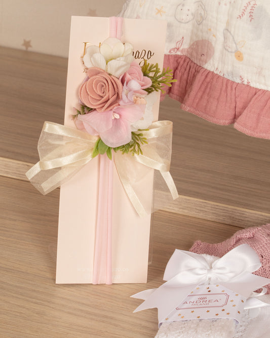 CINTILLO DE FLORES CON LAZO COQUETTE