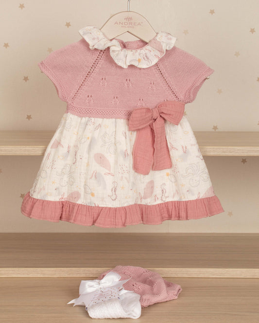 VESTIDO JESUSITO TEJIDO ARANDELA CUELLO CON RANITA