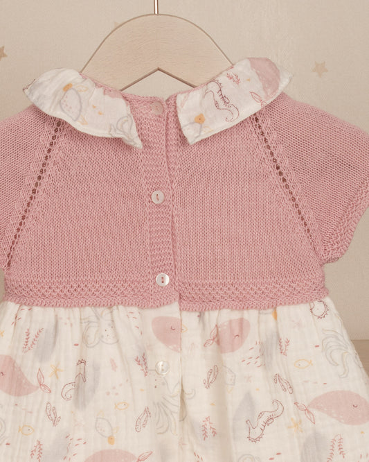 VESTIDO JESUSITO TEJIDO ARANDELA CUELLO CON RANITA