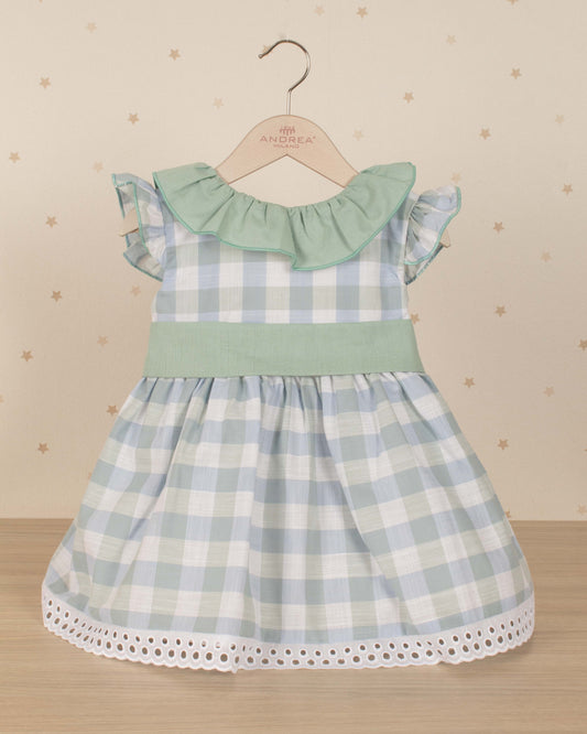 VESTIDO FAJON CINTURA Y ARANDELA CUELLO