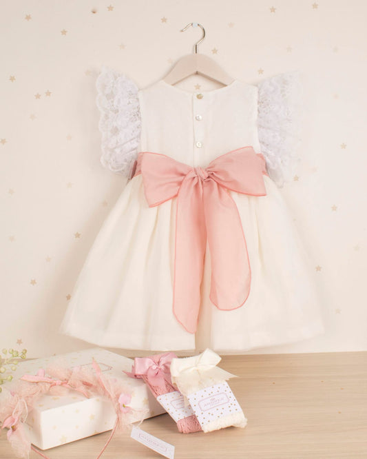 VESTIDO PLUMETI CON MANGA PUNTILLA