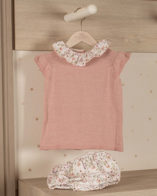 CONJUNTO BLUSA DE PUNTO Y RANITA DE FLORES BABY GIRL
