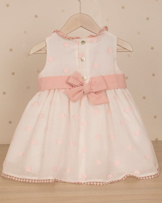 VESTIDO JESUSITO TALLE ALTO LUNARES ROSA