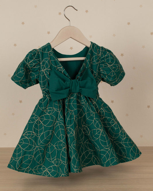 VESTIDO TALLE ALTO CON MANGAS Y DESTELLOS DORADOS