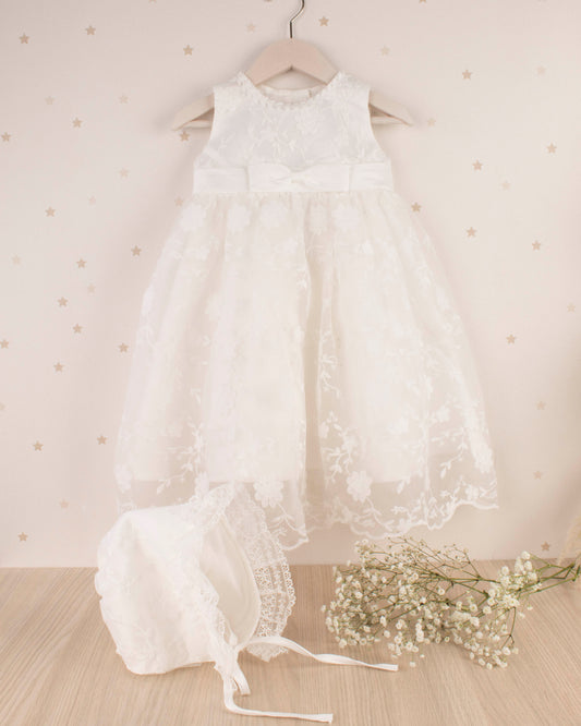 VESTIDO DE BAUTIZO CON GORRO