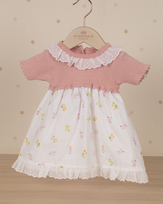 VESTIDO TALLE ALTO TEJIDO FALDA ESTAMPADO