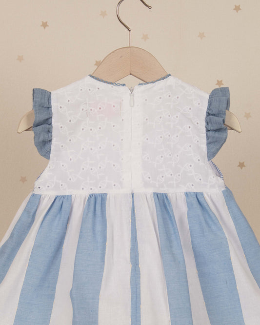 VESTIDO TALLE ALTO RAYAS PECHO OJALILLO