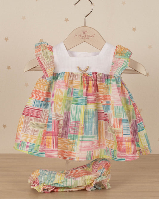 VESTIDO JESUSITO ESTAMPADO CUADROS CON RANITA