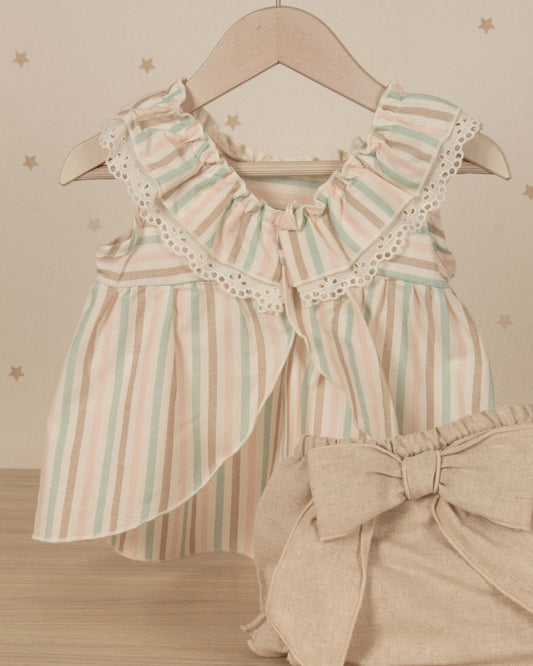 VESTIDO JESUSITO RAYAS Y ARANDELA CUELLO