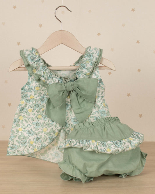 VESTIDO ARANDELA CUELLO Y ESTAMPADO FLORES CON RANITA