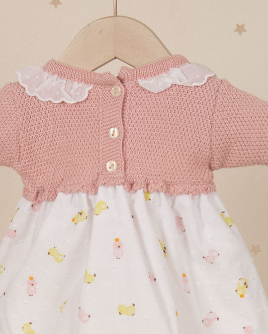 VESTIDO TALLE ALTO TEJIDO FALDA ESTAMPADO