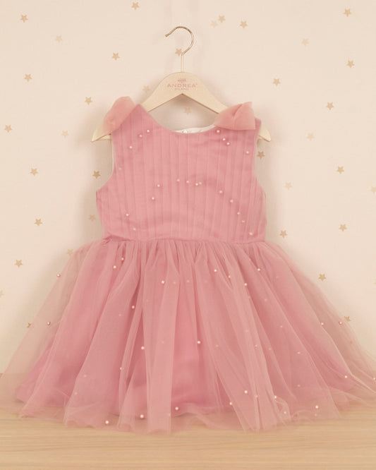 VESTIDO CUBIERTA TUL APLIQUE PERLAS