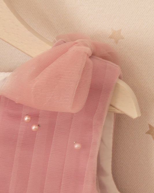 VESTIDO CUBIERTA TUL APLIQUE PERLAS