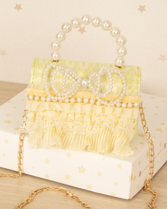 CARTERA SATIN ARANDELAS PUNTILLA Y PERLAS