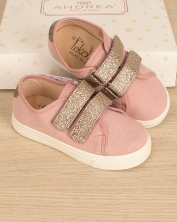 TENIS CON DOS CORREAS  DE GLITTER