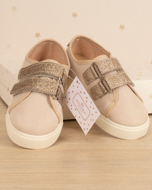 TENIS CON DOS CORREAS  DE GLITTER